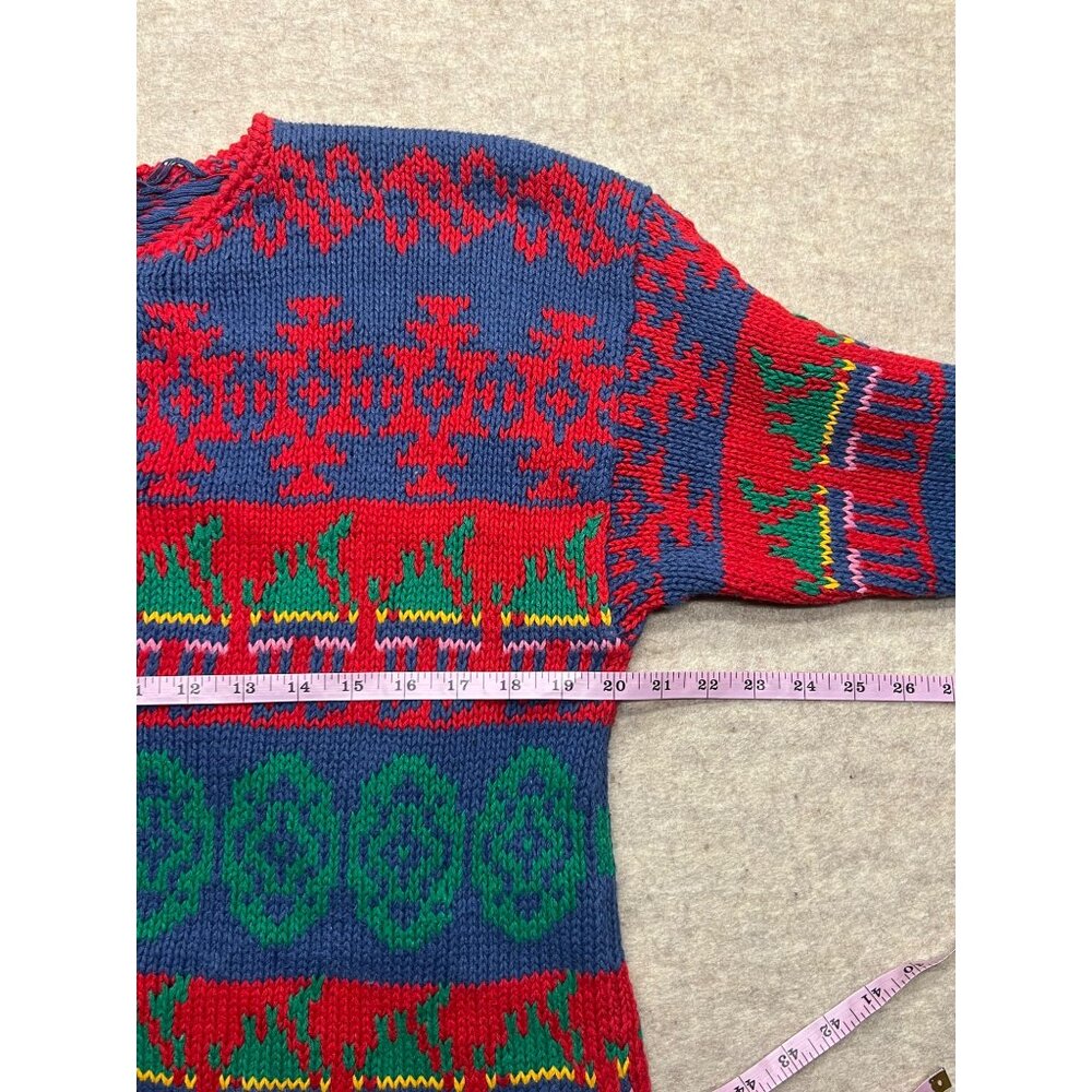 Vintage Gallagher Ramie Cotton Cardigan Holidays Knit Sweater Medium Pattern - Picture 7 of 8